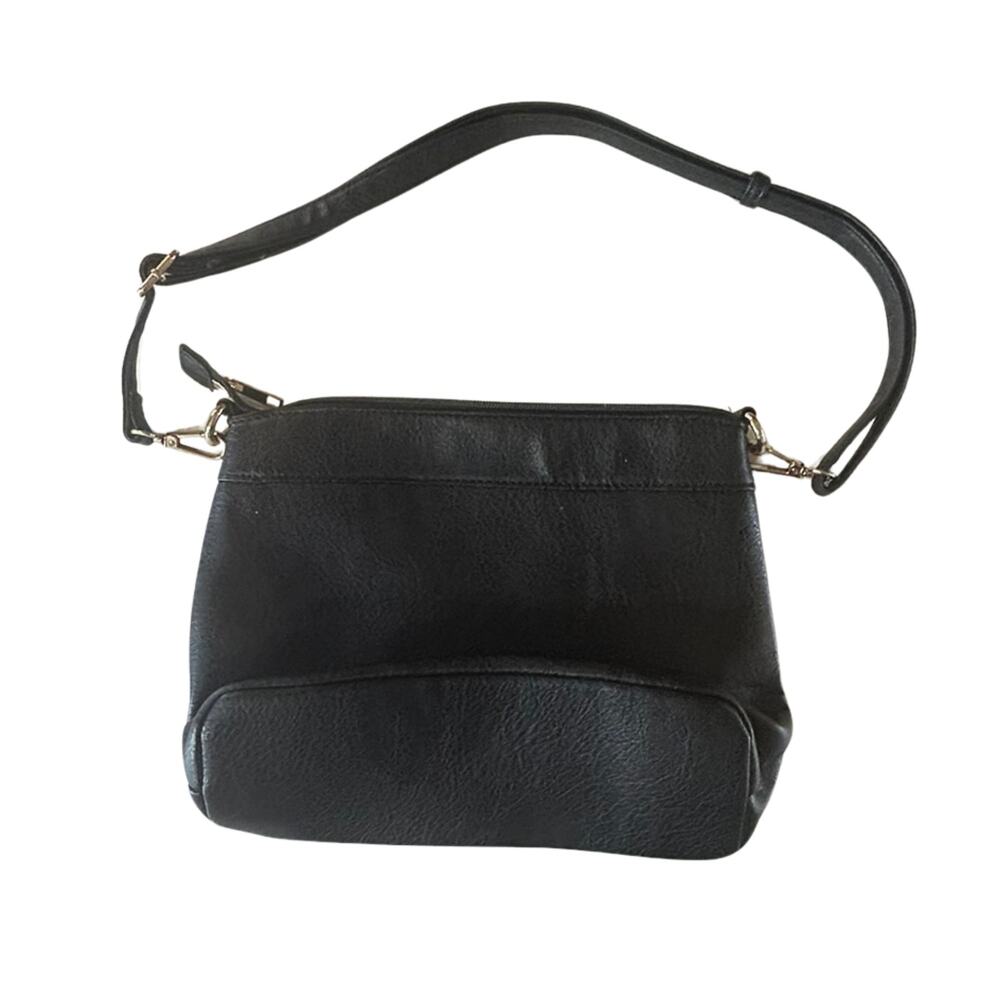 Black Pebbled Faux Leather Slouchy Hobo Shoulder Bag Y2K Minimalist Purse